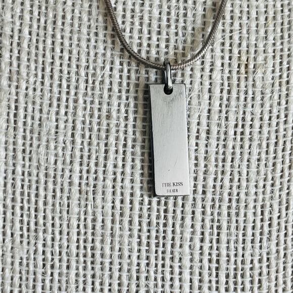 The Kiss Silver Pendant With Small Diamond Chip, silver chain "With you everyday - Picture 5 of 11